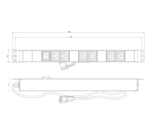 Блок распределения питания Hyperline SHE19-6IEC-S-2.5IEC