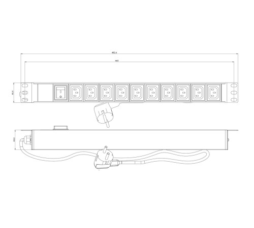 Блок распределения питания Hyperline SHE19-10IEC-S-2.5EU