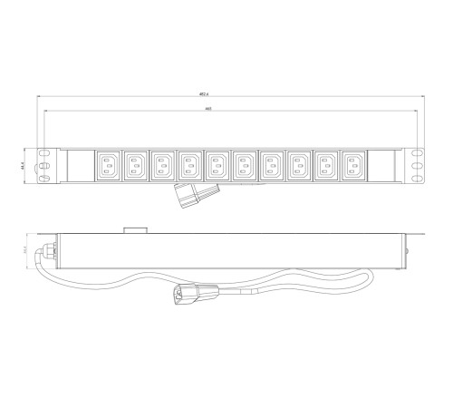 Блок распределения питания Hyperline SHE19-10IEC-2.5IEC