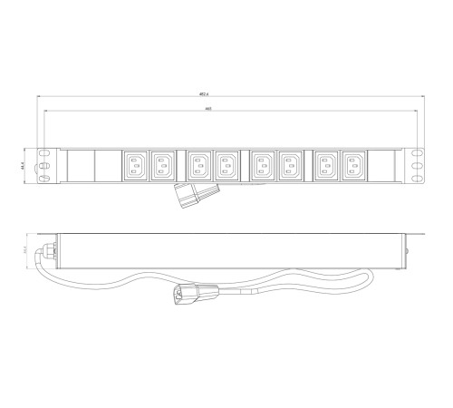 Блок распределения питания Hyperline SHE19-8IEC-2.5IEC