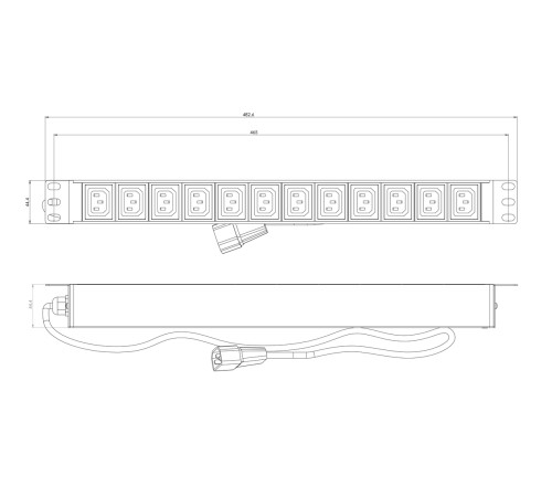 Блок распределения питания Hyperline SHE19-12IEC-2.5IEC