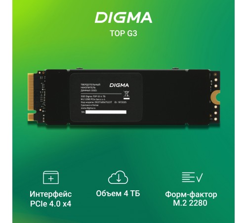Накопитель SSD Digma PCIe 4.0 x4 4TB DGST4004TG33T