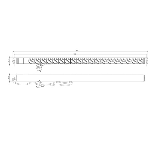 Блок розеток вертикальный Hyperline SHE-19SH-2.5EU
