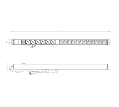 Блок розеток вертикальный Hyperline SHE-6SH-12IEC-S-2.5AIEC