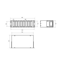 Бокс оптический универсальный Hyperline FO-19R-3U-12xSLT-W140H42-96UN-BK