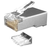 Разъем RJ-45 (8P8C) со вставкой (100 шт) Hyperline PLUG-8P8C-UV-C6-SH-100