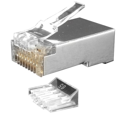 Разъем RJ-45 (8P8C) со вставкой (100 шт) Hyperline PLUG-8P8C-UV-C6-SH-100