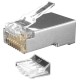 Разъем RJ-45 (8P8C) со вставкой (100 шт) Hyperline PLUG-8P8C-UV-C6-SH-100