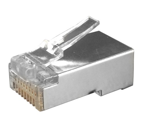 Разъем RJ-45 (8P8C) под витую пару категория 6 экранированный (100 шт) Hyperline PLUG-8P8C-U-C6-SH-100 Разъем RJ-45 (8P8C) под витую пару категория 6 экранированный (100 шт) Hyperline PLUG-8P8C-U-C6-SH-100