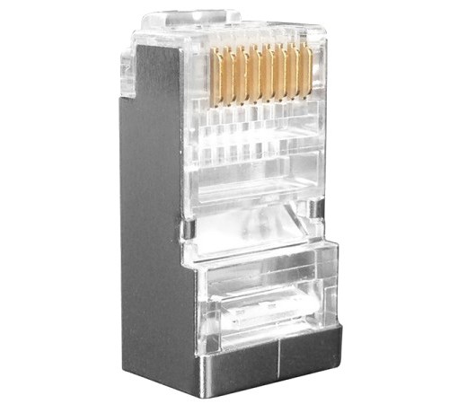 Разъем RJ-45 (8P8C) под витую пару категория 6 экранированный (100 шт) Hyperline PLUG-8P8C-U-C6-SH-100 Разъем RJ-45 (8P8C) под витую пару категория 6 экранированный (100 шт) Hyperline PLUG-8P8C-U-C6-SH-100