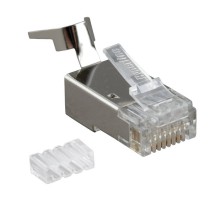 Разъем RJ-45 (8P8C) со вставкой (10 шт) Hyperline PLUG-8P8C-UV-C6-TW-SH-10