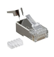 Разъем RJ-45 (8P8C) со вставкой (10 шт) Hyperline PLUG-8P8C-UV-C6-TW-SH-10