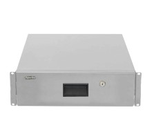 Полка (ящик) для документов с замком 3U 133х483х460мм (ВхШхГ) цвет серый (RAL 7035) Hyperline TDR3-3U-460-RAL7035