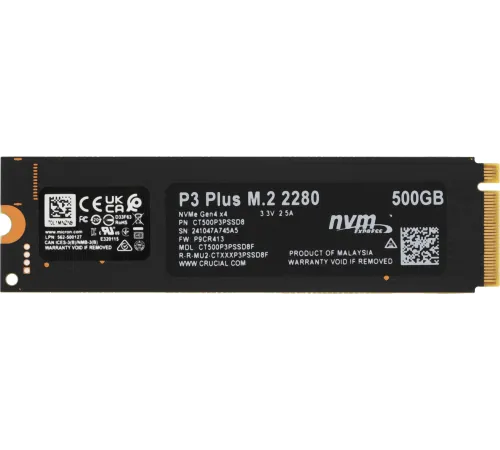 Накопитель SSD Crucial PCIe 4.0 x4 500GB CT500P3PSSD8