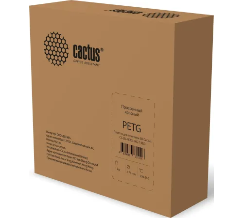 Пластик для принтера 3D Cactus CS-3D-PETG-1KG-T-RED Пластик для принтера 3D Cactus CS-3D-PETG-1KG-T-RED