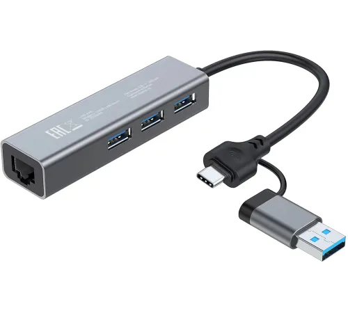 Разветвитель USB-C Digma DHUB-LAN-4port