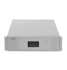 Полка (ящик) для документов с замком 3U 133х483х360мм (ВхШхГ) цвет серый (RAL 7035) Hyperline TDR3-3U-360-RAL7035