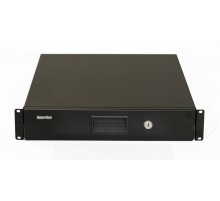 Полка (ящик) для документов с замком 2U 88х483х360мм (ВхШхГ) цвет черный (RAL 9004) Hyperline TDR3-2U-360-RAL9004