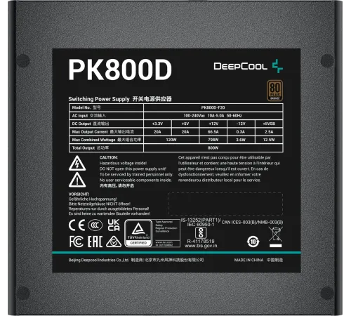 Блок питания DeepCool ATX 800W PK800D V2 Game Storm R-PK800D-FA0B-WGEU