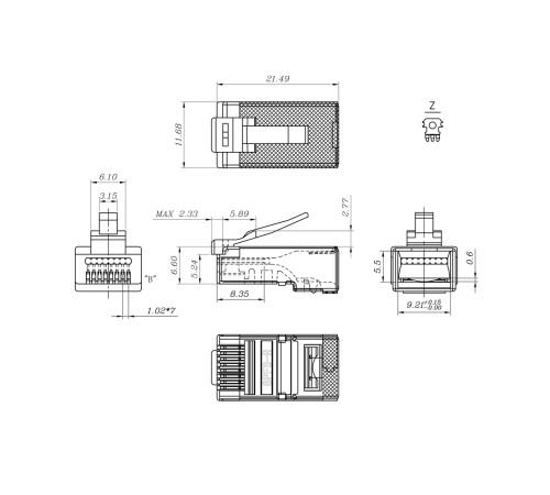 Разъем легкой оконцовки RJ-45 (8P8C) (100 шт.) Hyperline PLEZ-8P8C-U-C5-SH-100 Разъем легкой оконцовки RJ-45 (8P8C) (100 шт.) Hyperline PLEZ-8P8C-U-C5-SH-100
