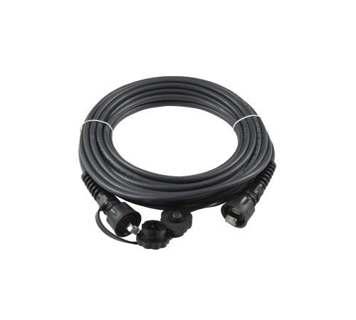 Промышленный патч-корд F/UTP экранированный IP67 категория 5e с защитными крышками 10 м черный Hyperline PC-IE-LPM-STP-RJ45-RJ45-C5e-10M-BK