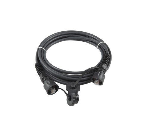 Промышленный патч-корд F/UTP экранированный IP67 категория 5e с защитными крышками 5 м черный Hyperline PC-IE-LPM-STP-RJ45-RJ45-C5e-5M-BK