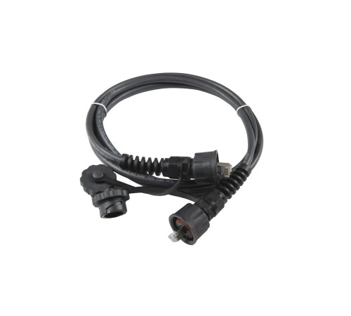Промышленный патч-корд F/UTP экранированный IP67 категория 5e с защитными крышками 2 м черный Hyperline PC-IE-LPM-STP-RJ45-RJ45-C5e-2M-BK