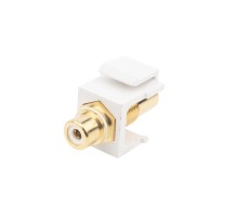 Вставка формата Keystone Jack с проходным адаптером RCA (белый) Hex. type gold plated ROHS белая Hyperline KJ1-RCA/WH-HG-WH