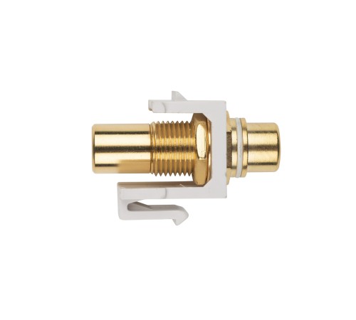 Вставка формата Keystone Jack с проходным адаптером RCA (белый) Hex. type gold plated ROHS белая Hyperline KJ1-RCA/WH-HG-WH