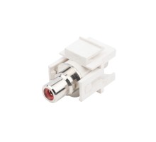 Вставка формата Keystone Jack с проходным адаптером RCA (красный) D type ROHS белая Hyperline KJ1-RCA/RD-D-WH
