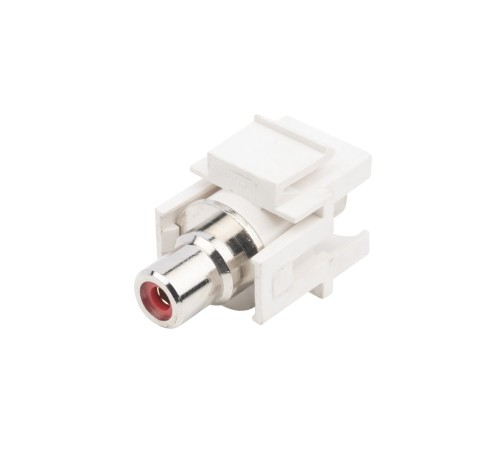 Вставка формата Keystone Jack с проходным адаптером RCA (красный) D type ROHS белая Hyperline KJ1-RCA/RD-D-WH