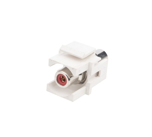 Вставка формата Keystone Jack с проходным адаптером RCA (красный) D type ROHS белая Hyperline KJ1-RCA/RD-D-WH