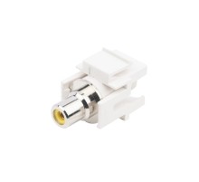 Вставка формата Keystone Jack с проходным адаптером RCA (желтый) D type ROHS белая Hyperline KJ1-RCA/YL-D-WH