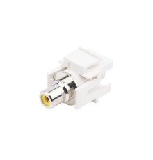 Вставка формата Keystone Jack с проходным адаптером RCA (желтый) D type ROHS белая Hyperline KJ1-RCA/YL-D-WH