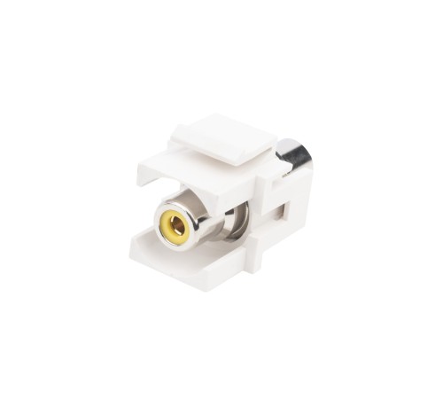 Вставка формата Keystone Jack с проходным адаптером RCA (желтый) D type ROHS белая Hyperline KJ1-RCA/YL-D-WH