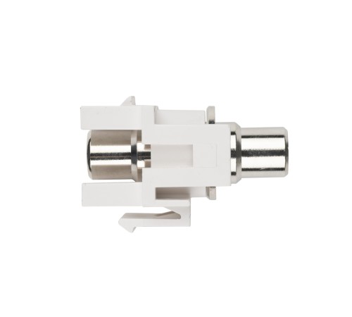 Вставка формата Keystone Jack с проходным адаптером RCA (желтый) D type ROHS белая Hyperline KJ1-RCA/YL-D-WH