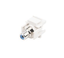 Вставка формата Keystone Jack с проходным адаптером RCA (синий) D type ROHS белая Hyperline KJ1-RCA/BL-D-WH