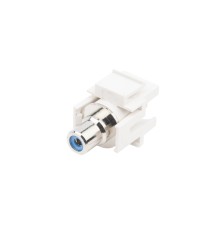 Вставка формата Keystone Jack с проходным адаптером RCA (синий) D type ROHS белая Hyperline KJ1-RCA/BL-D-WH