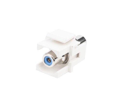 Вставка формата Keystone Jack с проходным адаптером RCA (синий) D type ROHS белая Hyperline KJ1-RCA/BL-D-WH