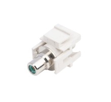 Вставка формата Keystone Jack с проходным адаптером RCA (зеленый) D type ROHS белая Hyperline KJ1-RCA/GN-D-WH