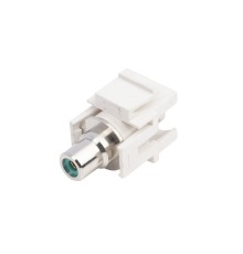 Вставка формата Keystone Jack с проходным адаптером RCA (зеленый) D type ROHS белая Hyperline KJ1-RCA/GN-D-WH