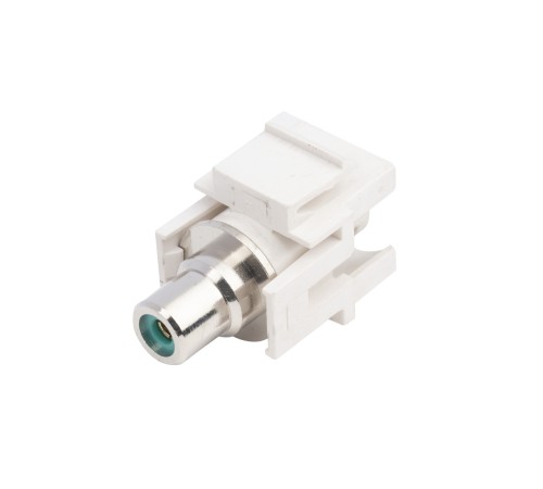 Вставка формата Keystone Jack с проходным адаптером RCA (зеленый) D type ROHS белая Hyperline KJ1-RCA/GN-D-WH