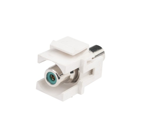 Вставка формата Keystone Jack с проходным адаптером RCA (зеленый) D type ROHS белая Hyperline KJ1-RCA/GN-D-WH