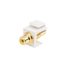 Вставка формата Keystone Jack с проходным адаптером RCA (желтый) Hex. type gold plated ROHS белая Hyperline KJ1-RCA/YL-HG-WH