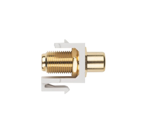 Вставка формата Keystone Jack F-type / RCA красный (IN/OUT) gold plated ROHS белая Hyperline KJ1-RCA/RD-FHG-WH