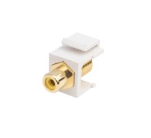 Вставка формата Keystone Jack F-type / RCA желтый (IN/OUT) gold plated ROHS белая Hyperline KJ1-RCA/YL-FHG-WH