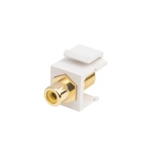 Вставка формата Keystone Jack F-type / RCA желтый (IN/OUT) gold plated ROHS белая Hyperline KJ1-RCA/YL-FHG-WH