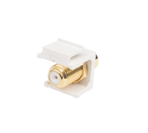 Вставка формата Keystone Jack F-type / RCA желтый (IN/OUT) gold plated ROHS белая Hyperline KJ1-RCA/YL-FHG-WH