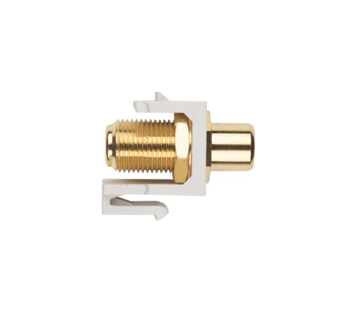 Вставка формата Keystone Jack F-type / RCA желтый (IN/OUT) gold plated ROHS белая Hyperline KJ1-RCA/YL-FHG-WH