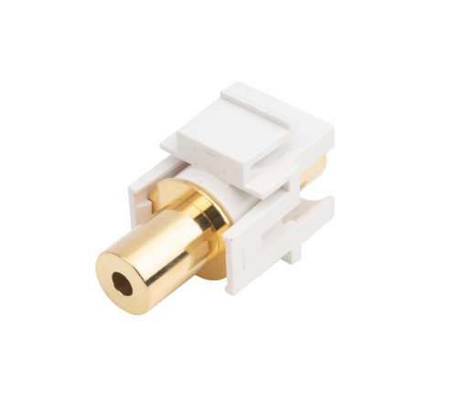 Вставка формата Keystone Jack с проходным адаптером TRS 3.5 мм gold plated ROHS белая Hyperline KJ1-TRS-D3.5G-WH